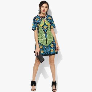 ASOS Peacock Embroidered Shift Dress, Size UK10